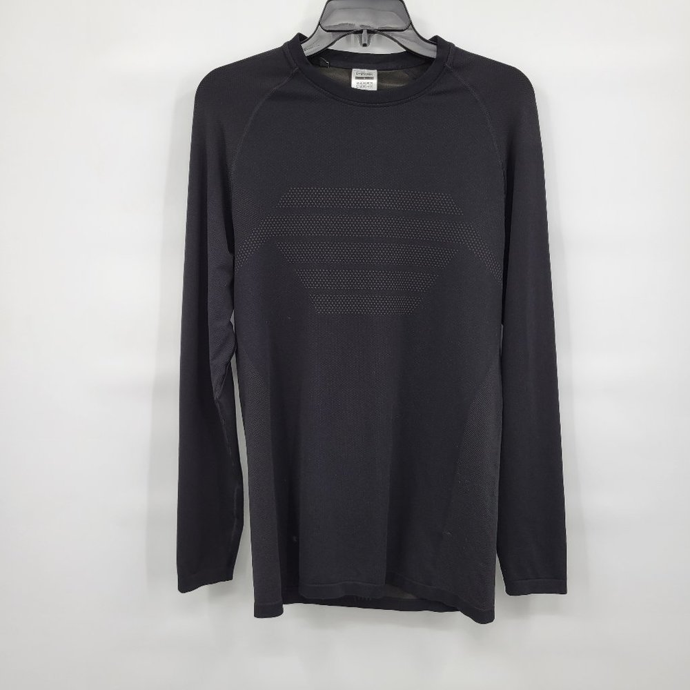 Gymshark Men Black Active Long Sleeve Round Neck Athletic Shirt Top Size Large